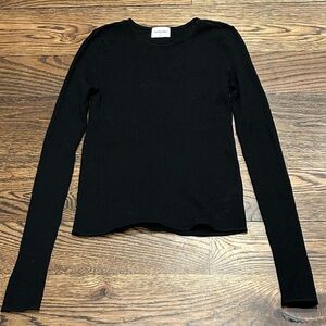 Aritzia Black Mesh Long-Sleeve Crewneck Top